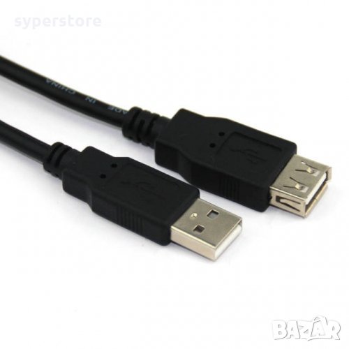 Кабел USB2.0 Мъжко към Женско 1.5m 2.0V Черен VCom SS001273 Cable USB - USB M/F, снимка 1