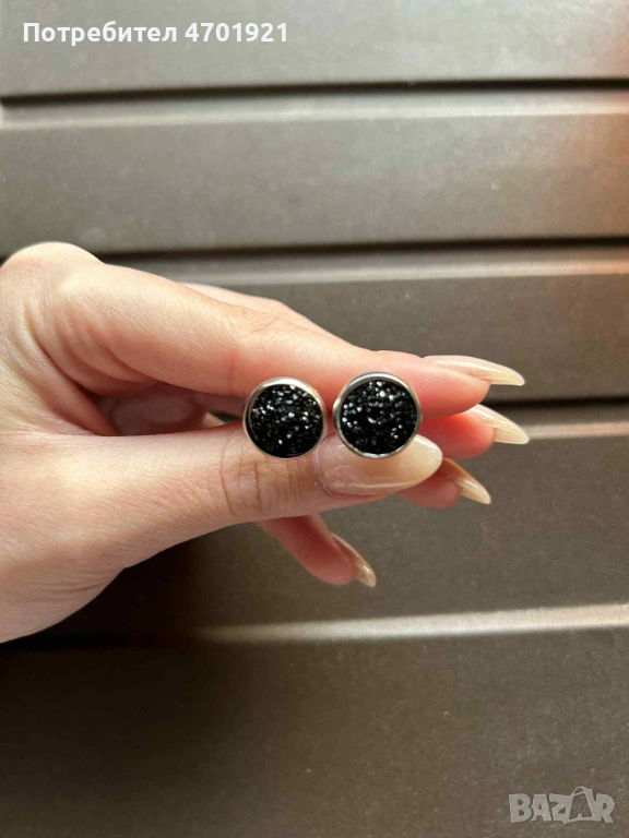 Дамски обици с черно или сребърно, снимка 1