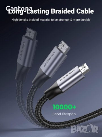 UGREEN Micro USB 3.0 кабел, USB 3.0 A към Micro B, найлонова плетена обвивка, снимка 3 - Кабели и адаптери - 42591599