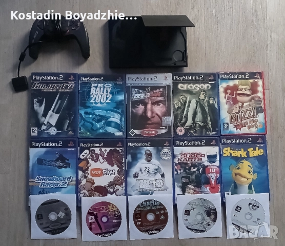 PS2 с контролер и 15 игри