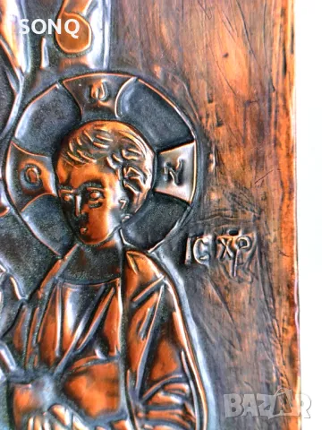 Страхотна Стара Медна Икона, снимка 5 - Икони - 49641000