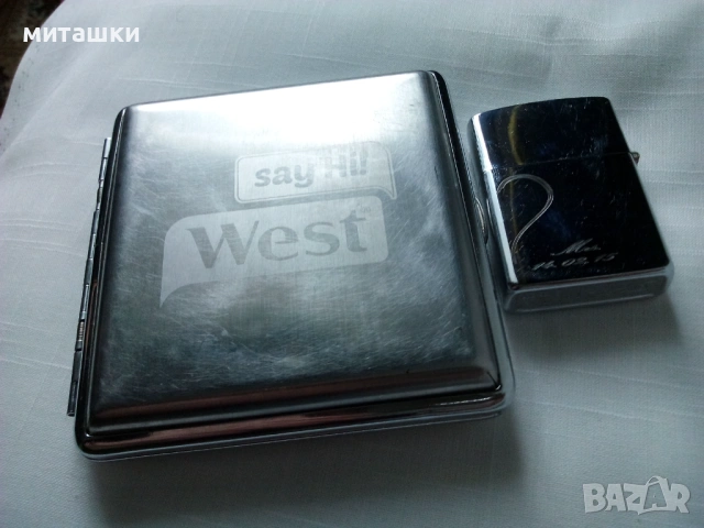 Комплект метални табакера и бензинова запалка STAR-I, снимка 6 - Табакери - 53580384