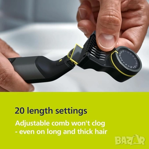 НОВА хибридна самобръсначка Philips OneBlade Pro 360 QP6652/61 – 2 ножчета, 20 настройки, 120 мин ба, снимка 4 - Тримери - 53775653