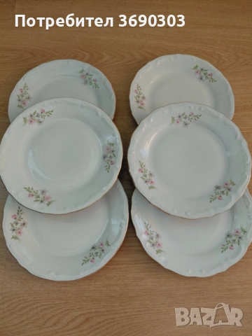 Български порцелан 6 броя десертни чинии Розова Мащерка на Изида, цена 10 евро общо всички