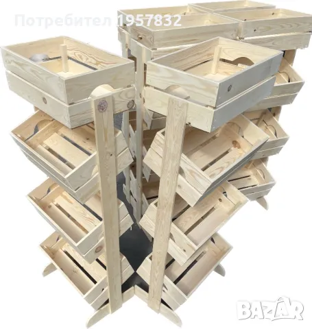 Дървени стелажи за магазини, за плод и зеленчук , търговско оборудване , щанд, снимка 3 - Стелажи и щандове - 48856087