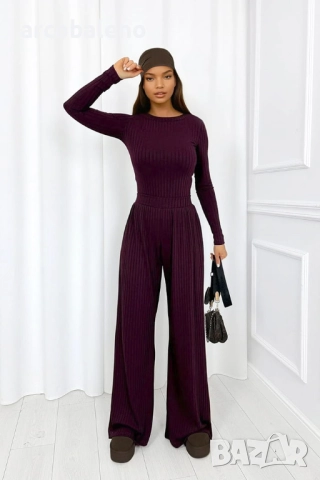 Дамски оребрен комплект от две части, 3цвята , снимка 2 - Комплекти - 52972372