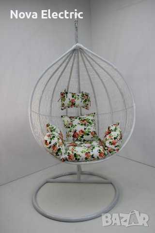 Голям Размер Градинска Люлка От Ратан - Цветове - Кафяв, Бял и Черен, снимка 8 - Градински мебели, декорация  - 40589397