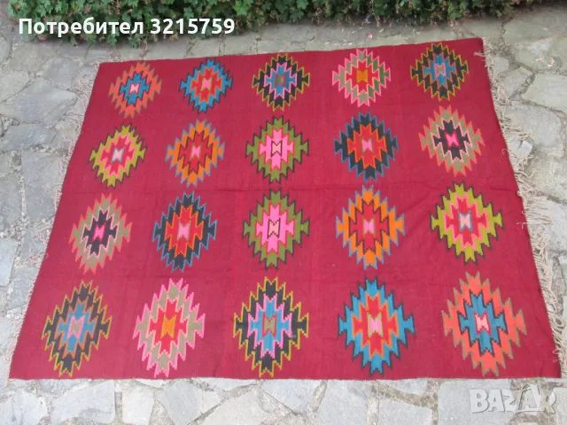 19С. рядък тетевенски вълнен килим, 2.75 х 2,20м., снимка 3 - Антикварни и старинни предмети - 47821827