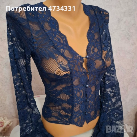Болеро синъо от дантела, снимка 2 - Корсети, бюстиета, топове - 53851134
