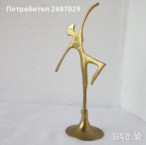 Балерина, гимнастичка - метал месинг метал  бронз фигура статуетка, пластика, снимка 7 - Статуетки - 39490028