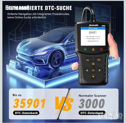 OBD2 диагностичен инструмент OBD автомобилна диагностика: EOBD адаптер за автомобил, четец на кодове, снимка 7 - Аксесоари и консумативи - 55787398