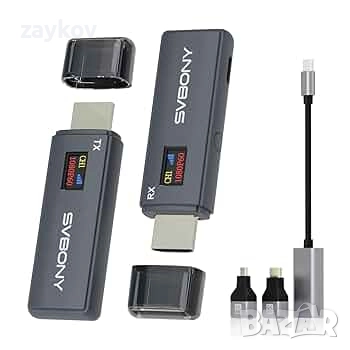 SVBONY Безжичен HDMI предавател и приемник, 5.8G LED дисплей предавател, Ultra HD 1080P60FPS