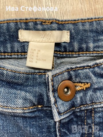 Нови къси дамски дънкови панталони номер 38 h&m hm накъсани еластични, снимка 3 - Къси панталони и бермуди - 41836404
