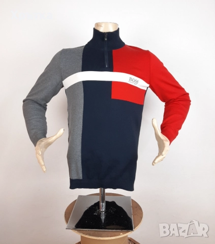 Hugo Boss Zelchior Pro - Оригинален мъжки пуловер с цип р-р M, снимка 3 - Пуловери - 52010062