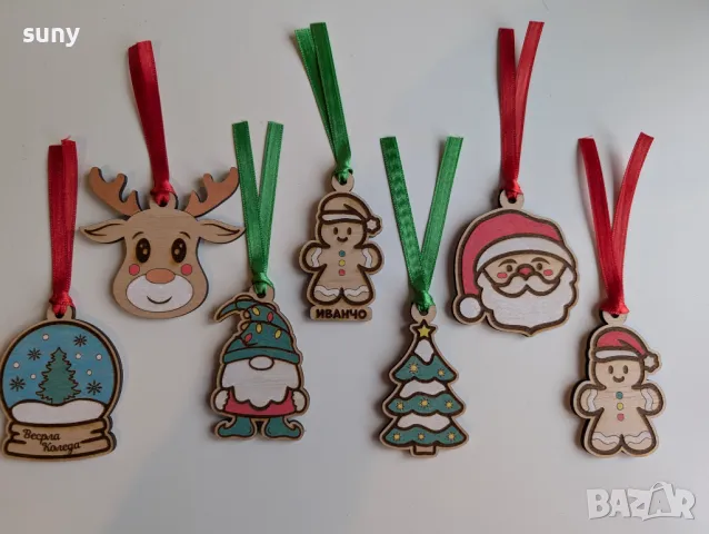 Коледни дървени играчки за украса, снимка 1