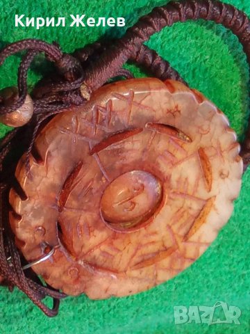 СТАР ТРАДИЦИОНЕН ТИБЕТСКИ НЕФРИТЕН МЕДАЛЬОН РЪЧНО ДВУСТРАННО ОРНАМЕНТИРАН ЕТНО НАКИТ 26120, снимка 3 - Антикварни и старинни предмети - 40471436