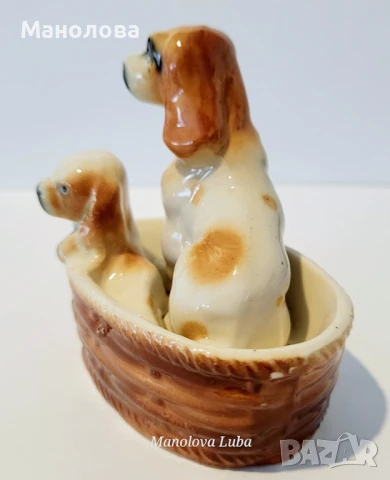 Винтидж японски порцеланова фигурка, кученца Шпаньол, снимка 6 - Колекции - 50453369