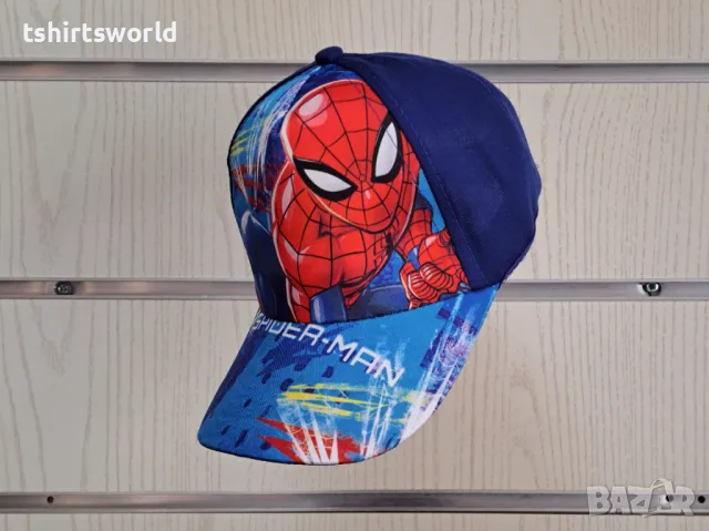 Нова детска шапка с козирка СпайдърМен (SpiderMan) в син цвят, снимка 4 - Шапки, шалове и ръкавици - 47676741