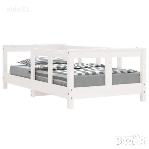 vidaXL Рамка за детско легло, бяла, 70x140 см, бор масив