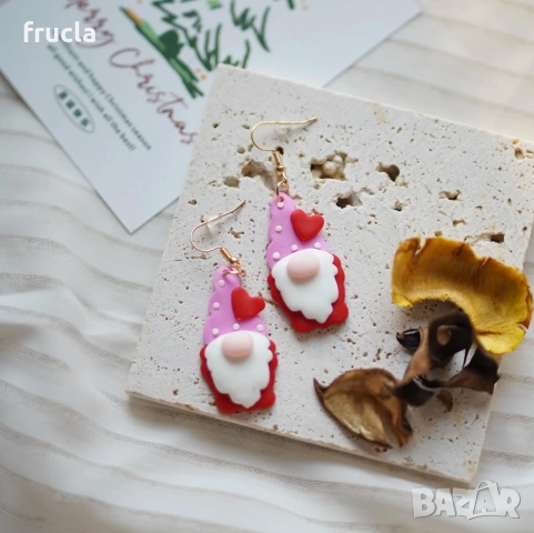 Коледни Обеци Джудже , снимка 3 - Обеци - 52344422