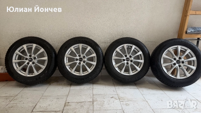 Джанти Borbet 16 цола, 5х112, 7j ET38 Audi VW Skoda, 215/60/16 DUNLOP Winter Sport 5, снимка 1