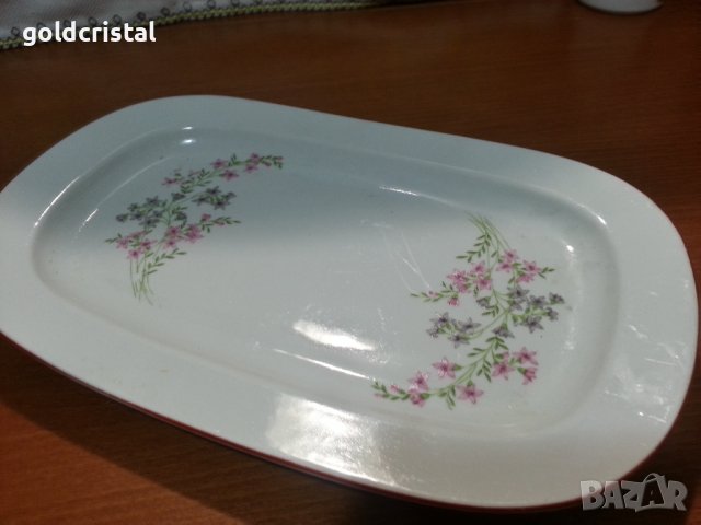 Български порцелан плато елипса , снимка 3 - Антикварни и старинни предмети - 44343772