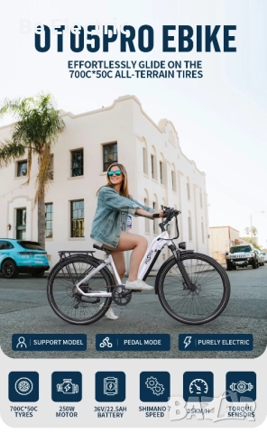 НОВО!!! Електрическо Колело Onesport OT05Pro 250W 36V/22.5AH , снимка 7 - Велосипеди - 52605790