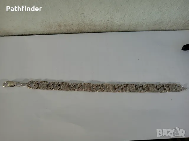 Масивна сребърна гривна с циркони сребро 925, снимка 3 - Гривни - 47855936