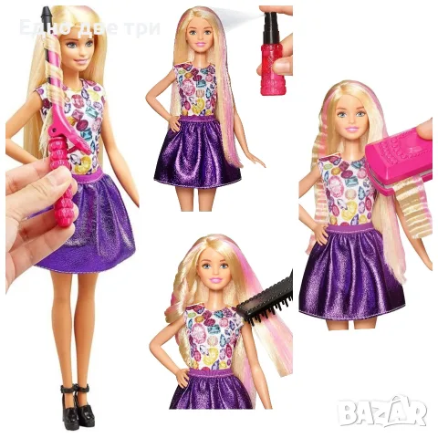 Кукла Barbie фризьорски салон, приказна коса, на къмпинг и Голям гардероб , снимка 7 - Кукли - 56084666