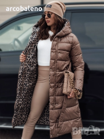 Дълго реверсивно ватирано дамско яке с качулка VELVETTI, 3цвята , снимка 12 - Якета - 47390331