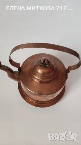 Стар меден чайник с подвижна дръжка и капаче на чучура, снимка 5 - Други ценни предмети - 52712440