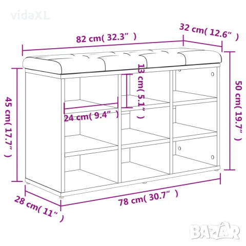 vidaXL Пейка за обувки, бяла, 82x32x50 см, инженерно дърво, снимка 9 - Маси - 56148091