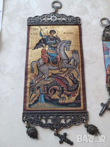  Тъкана Икона Свети Георги , снимка 2 - Икони - 40971457