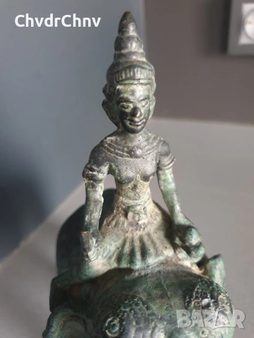 20см-3кг азиатска фигура/тайландска бронзова скулптура/статуетка на войн върху слон, снимка 8 - Статуетки - 53691466