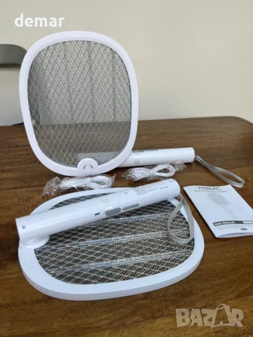 YISSVIC Електрическа мухобойка, Сгъваема ракета, 4000V, 1800mAh, 2 броя-бели, снимка 11 - Други стоки за дома - 49585958