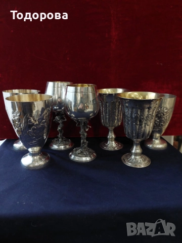 Среърни чаши и кана сребро 800 проба,сребърна чаша,сребърна кана,сребърни прибори., снимка 3 - Чаши - 52124829