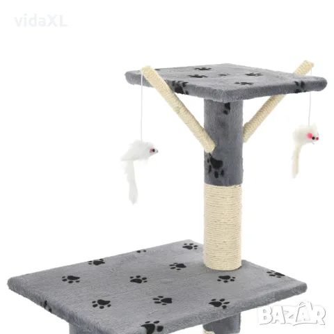 vidaXL Котешко дърво със сизалени стълбове, 138 см, сиво, на лапички, снимка 6 - За котки - 56146221