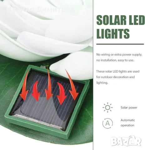 LED соларна лампа Lightex LOTUS, IP44, бяла, снимка 5 - Соларни лампи - 50034062