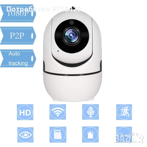 Wi fi камера с облак, снимка 3 - HD камери - 53227403
