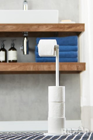 Стоящ държач за тоалетна хартия WENKO с вграден държач за резервна ролка за тоалетна хартия, снимка 6 - Други стоки за дома - 40199906