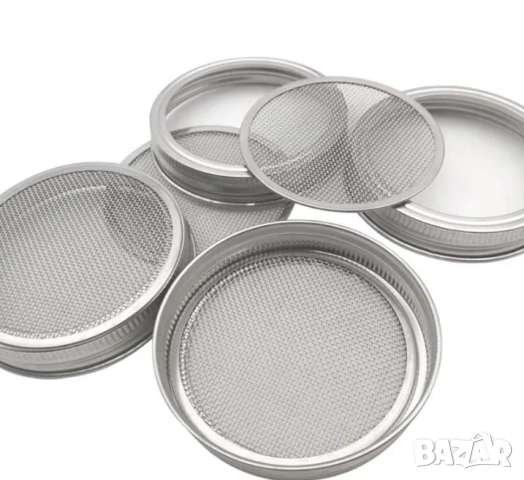 ШирокоГърло Филтърна Мрежа Цедка за Буркан Капачка за Покълване на Семена Кълнове Неръждаема Стомана, снимка 4 - Сортови семена и луковици - 53284104