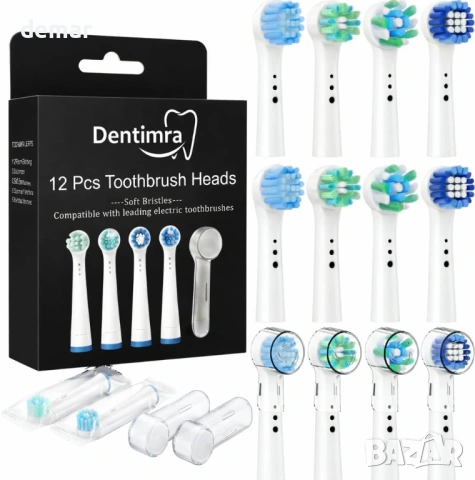 Комплект от 12 резервни глави за четки за зъби Oral-B и Braun – 4 вида