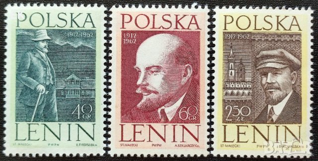 Полша, 1962 г. - пълна серия чисти марки, Ленин, 4*2, снимка 1 - Филателия - 41496117