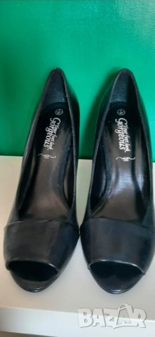 Черни обувки 39 номер с прозрачен ток Прозрачни токове , снимка 7 - Дамски обувки на ток - 41409174