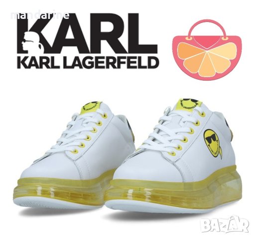 KARL LAGERFELD № 39 🍊 Дамски кожени кецове "WHITE & YELLOW" нови с кутия, снимка 1