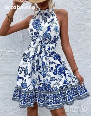 Дамска модна лятна рокля с флорални мотиви, 4цвята , снимка 5 - Рокли - 50677805