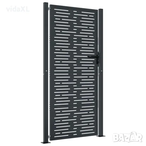 vidaXL Градинска порта, антрацит, 100x175 см, стомана, квадратен дизайн