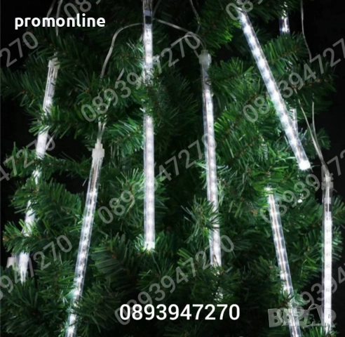 Лед Висулки Падащ Сняг 8Бр. х48см. 3м. Кабел Лампички за Коледна Украса, снимка 4 - Градински мебели, декорация  - 52232904