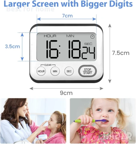 Houdian Цифров  таймер за готвене, фитнес и др. с голям LCD дисплей , снимка 7 - Друга електроника - 51158580