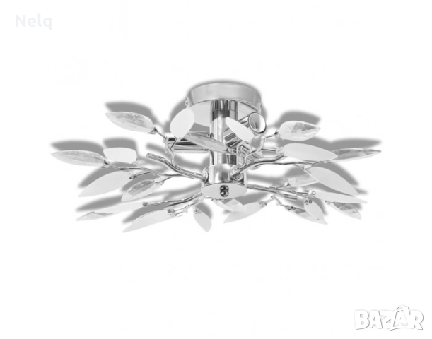 Лампа за таван бели и прозрачни листа от акрилен кристал,с включени 4бр. Крушки, снимка 2 - Лед осветление - 52592081